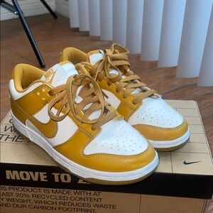 Nike Yellow and White Sneakers Classic Dunk Design